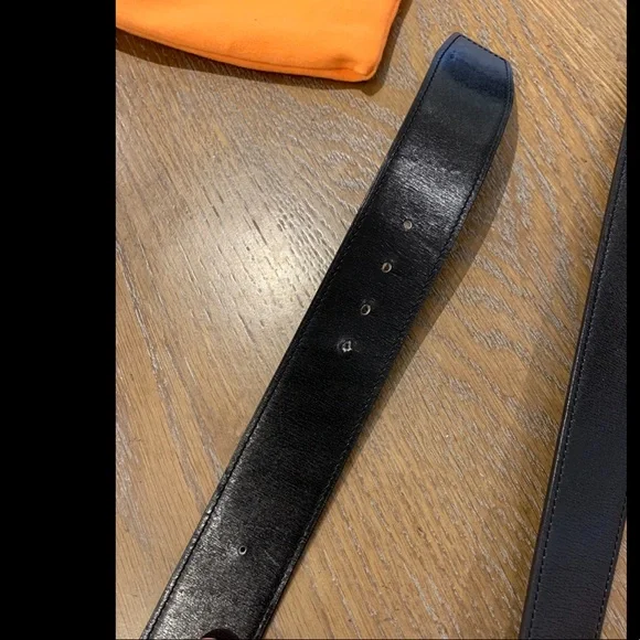 Hermes Black Belt with Silver Buckle